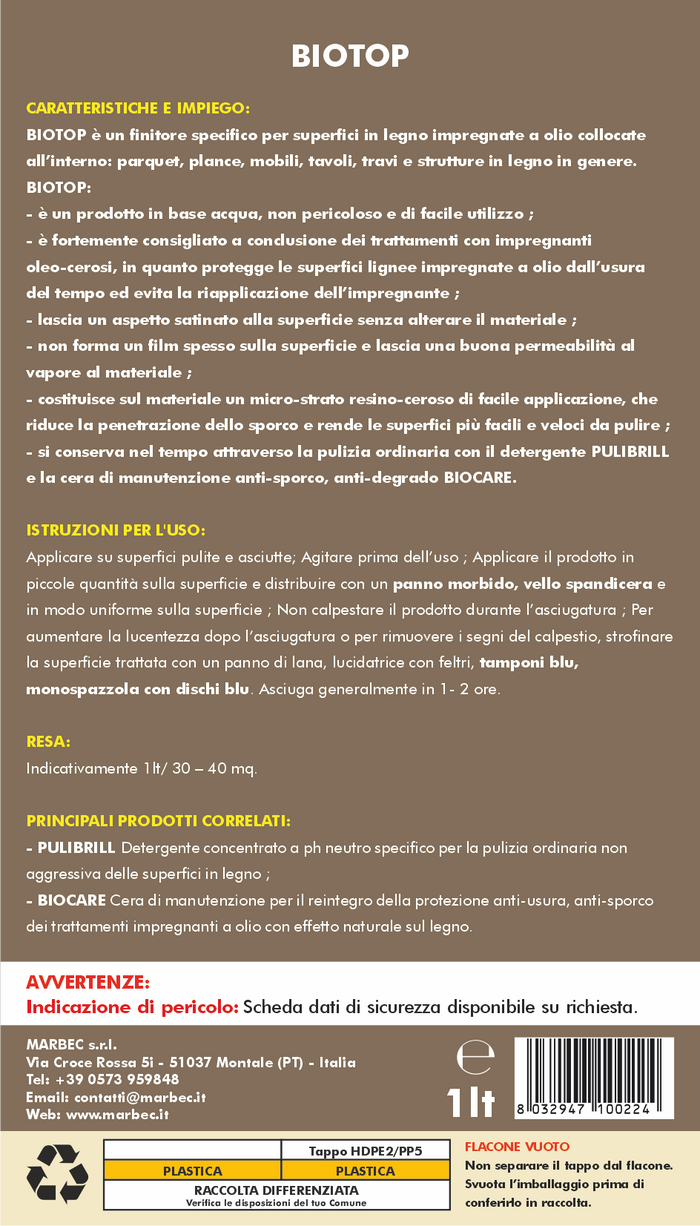 Cera per parquet BIOTOP   1LTx6Pz