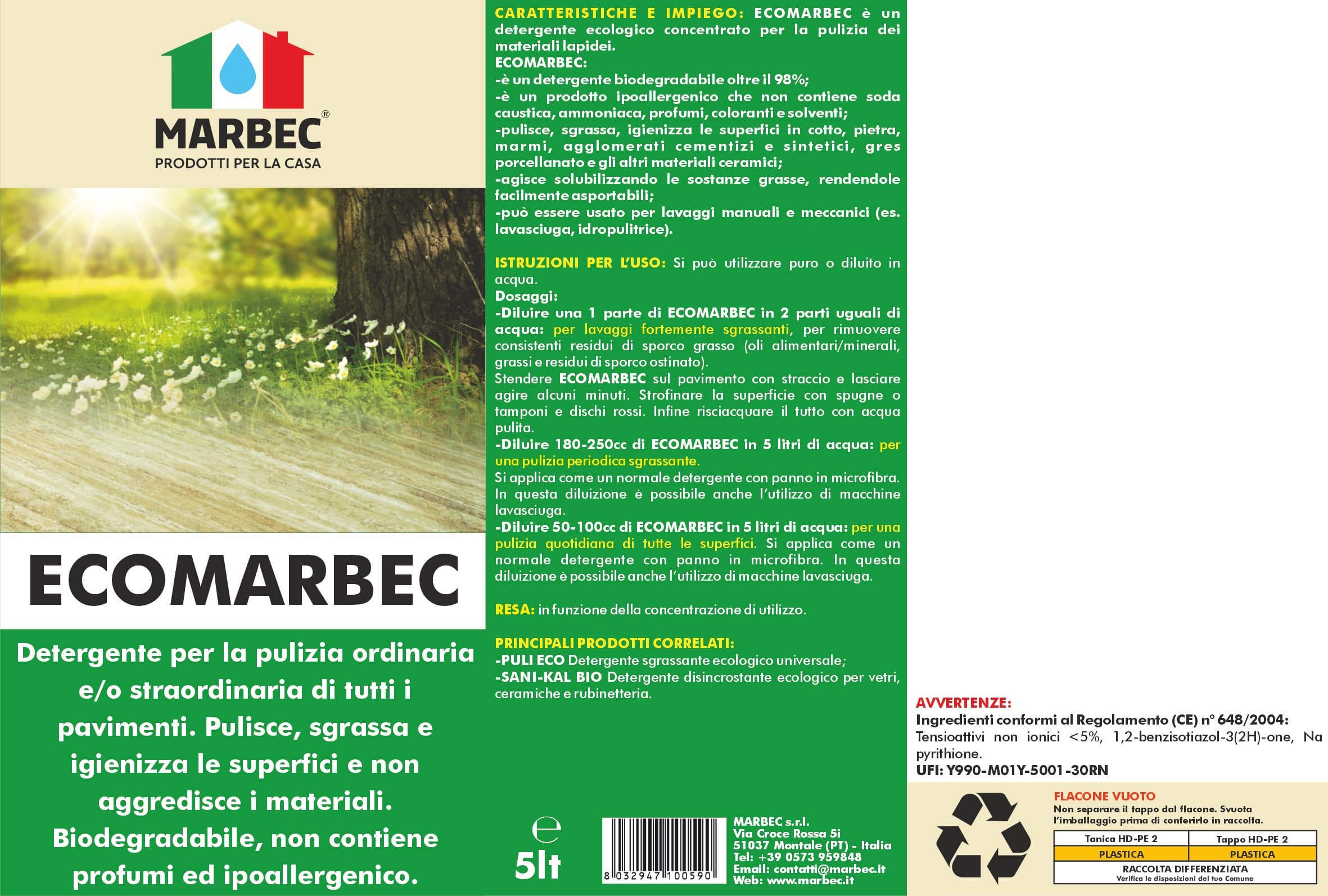 Detergente per pavimenti ECOMARBEC   5LTx4Pz