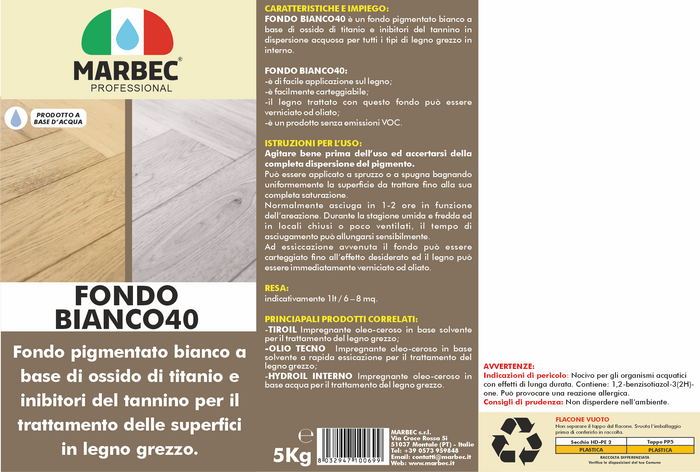 Fondo bianco per legno interno FONDO BIANCO40   5KG