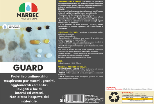 Protettivo per marmi, graniti, graniglie lucide GUARD   5LTx4Pz