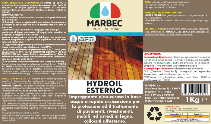 Impregnante per legno esterno HYDROIL ESTERNO   1KG
