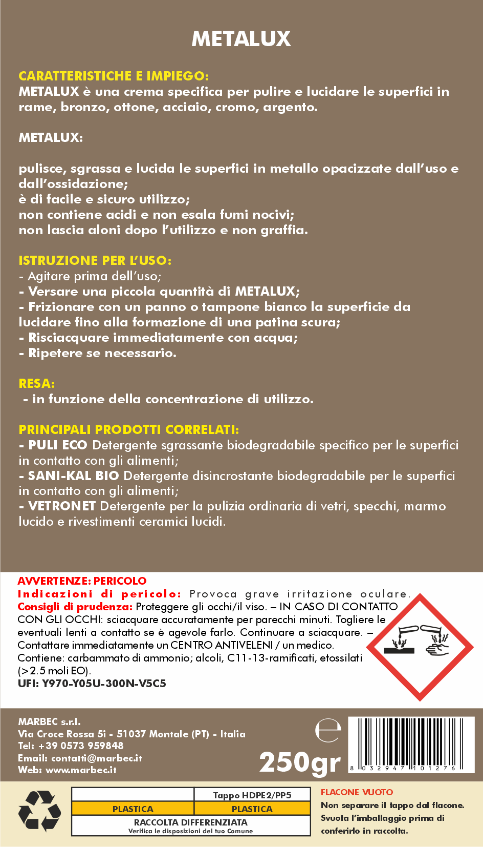 Pulizia rame e argento METALUX   250GRx6Pz