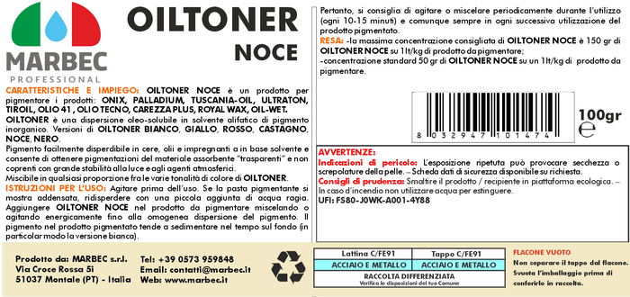 Pigmento in dispersione oleo-solubile OILTONER NOCE   100GR
