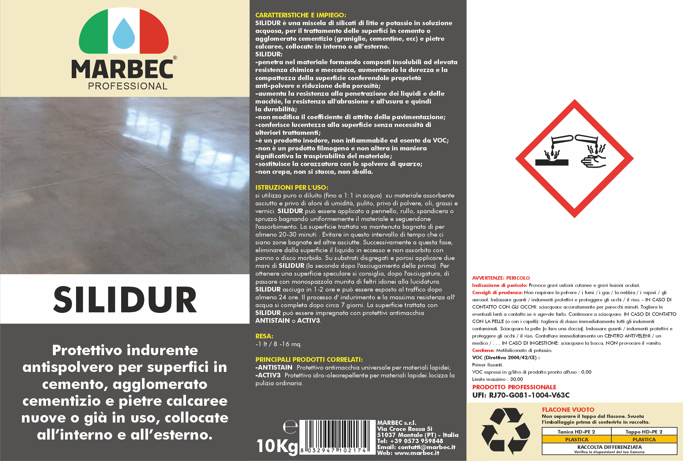 Silicato di potassio e litio SILIDUR   10LT