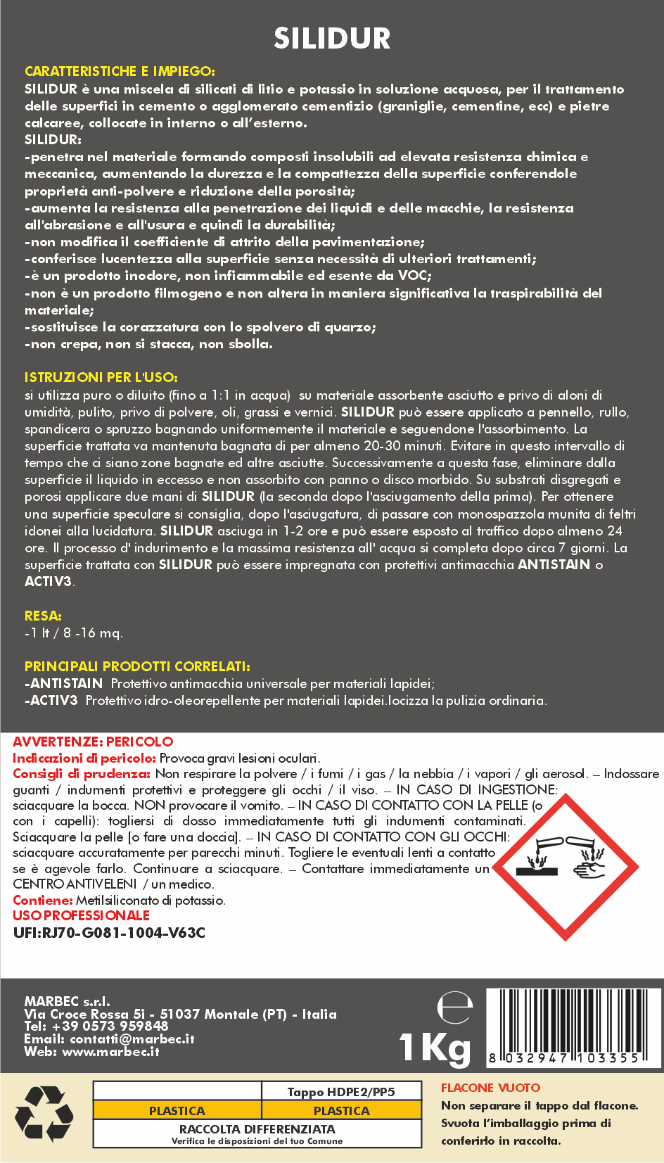 Silicato di potassio e litio SILIDUR   1LT