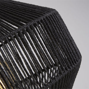 Piantana Industrial-Nordico Vimini Acciaio Nero Tessuto 1 Luce E27