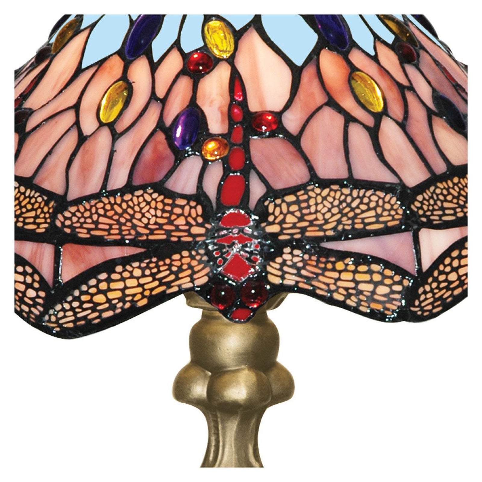 Lampada Da Scrivania-Ufficio Tiffany Libellula Acciaio Ottone 1 Luce E27