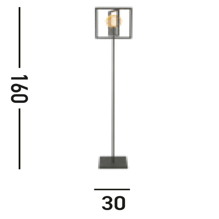 Piantana Industrial-Nordico Plaza Acciaio Nero 1 Luce E27
