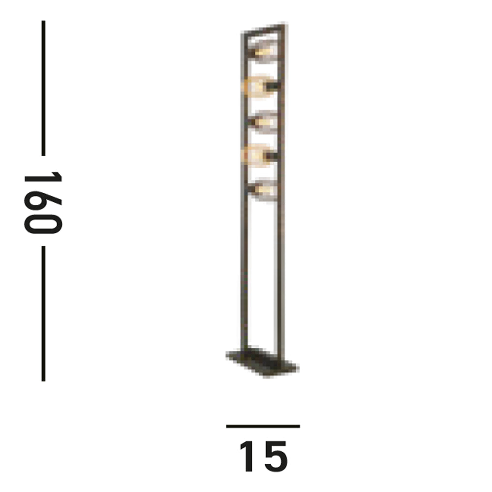 Piantana Contemporaneo Oblungo Acciaio Marrone 5 Luci E27