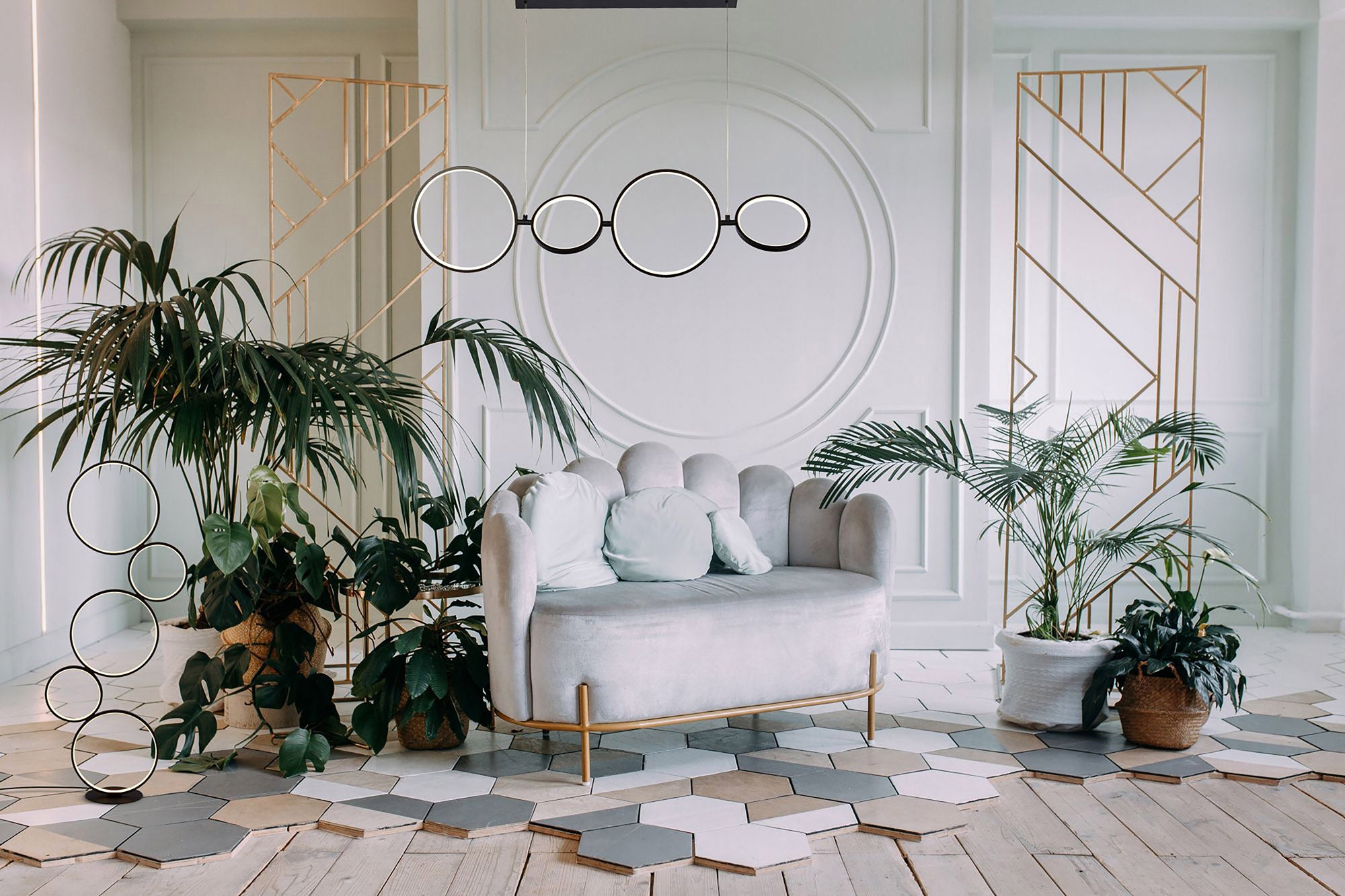 Piantana Contemporaneo Circo Alluminio Bianco Nero Led 40,6W 3000K