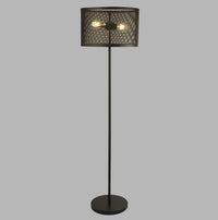 Piantana Industrial-Nordico Rete Acciaio Nero 2 Luci E27