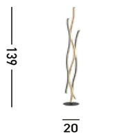 Piantana Moderna Fioritura Alluminio Nero Silicone Marrone Led 32W Cct