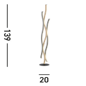 Piantana Moderna Fioritura Alluminio Nero Silicone Marrone Led 32W Cct