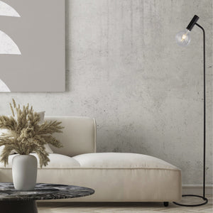 Piantana Industrial-Nordico Dulwich Acciaio Nero 1 Luce E27