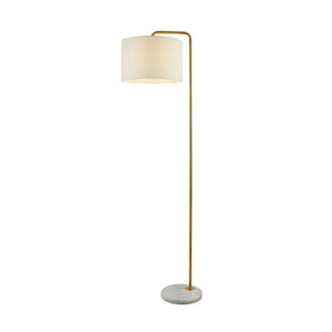 Piantana Contemporaneo Gallow Marmo Bianco Metallo Oro Tessuto Bianco 1 Luce E27