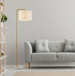 Piantana Contemporaneo Gallow Marmo Bianco Metallo Oro Tessuto Bianco 1 Luce E27