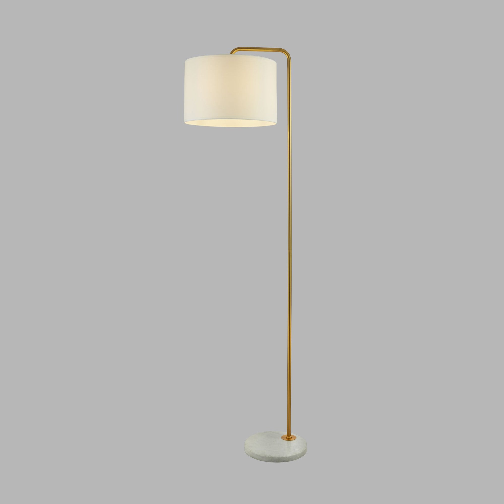 Piantana Contemporaneo Gallow Marmo Bianco Metallo Oro Tessuto Bianco 1 Luce E27