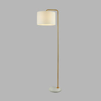 Piantana Contemporaneo Gallow Marmo Bianco Metallo Oro Tessuto Bianco 1 Luce E27
