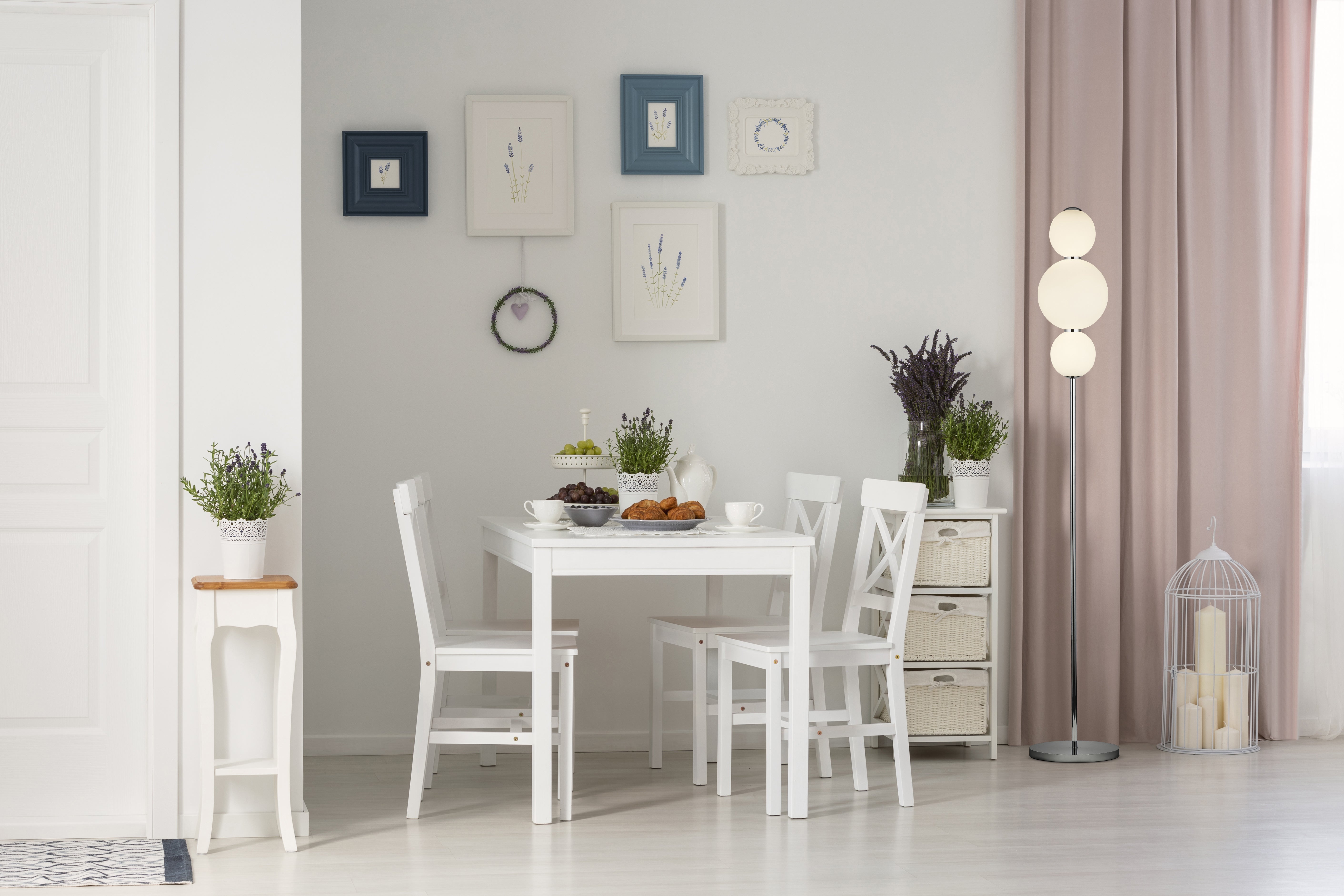 Piantana Contemporaneo Snow Ball Acciaio Cromo Vetro Bianco Led 19W 3000K