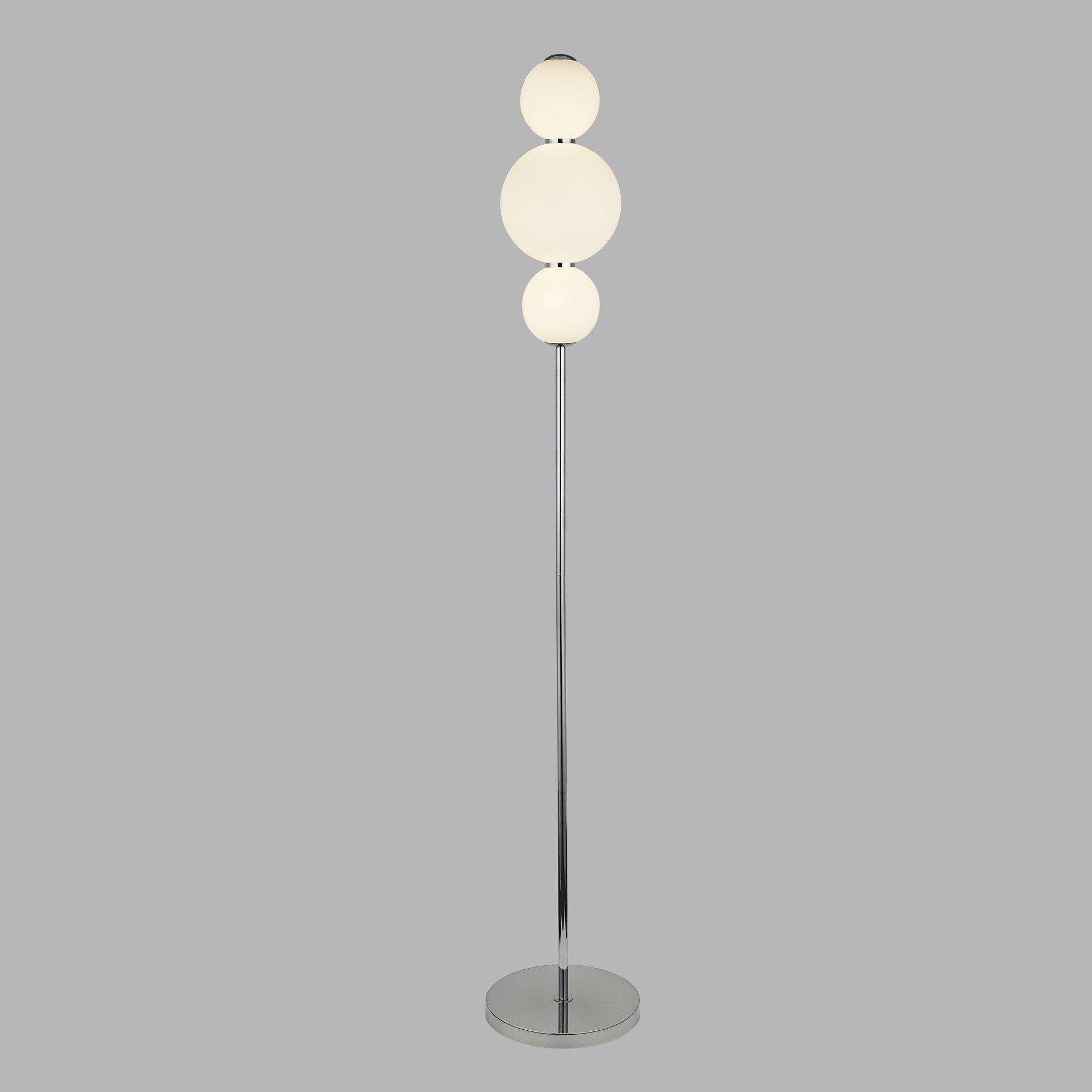 Piantana Contemporaneo Snow Ball Acciaio Cromo Vetro Bianco Led 19W 3000K