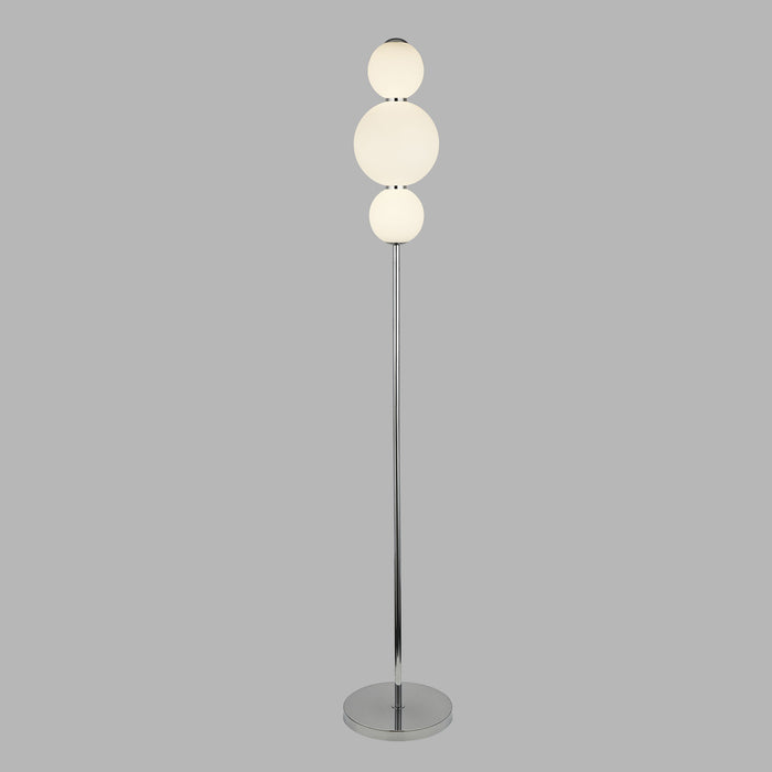 Piantana Contemporaneo Snow Ball Acciaio Cromo Vetro Bianco Led 19W 3000K