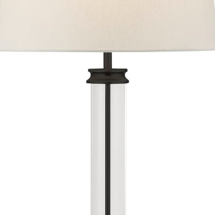 Piantana Contemporaneo Pedestal Acciaio Nero Vetro Bianco 1 Luce E27