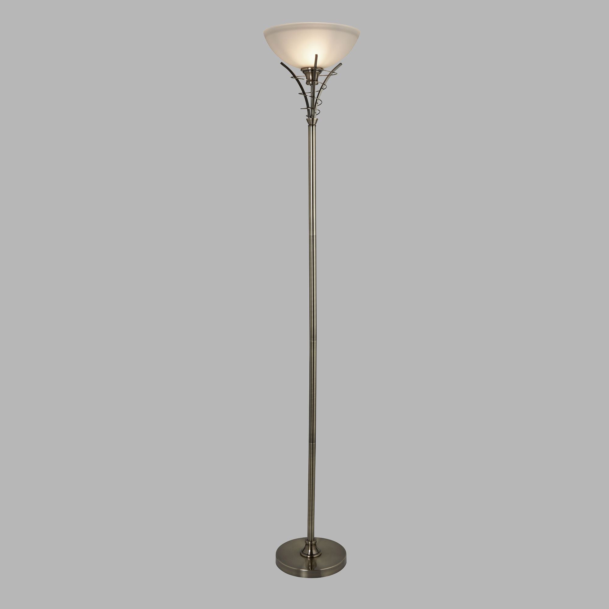 Piantana Contemporaneo Linea Acciaio Ottone Vetro 1 Luce E27