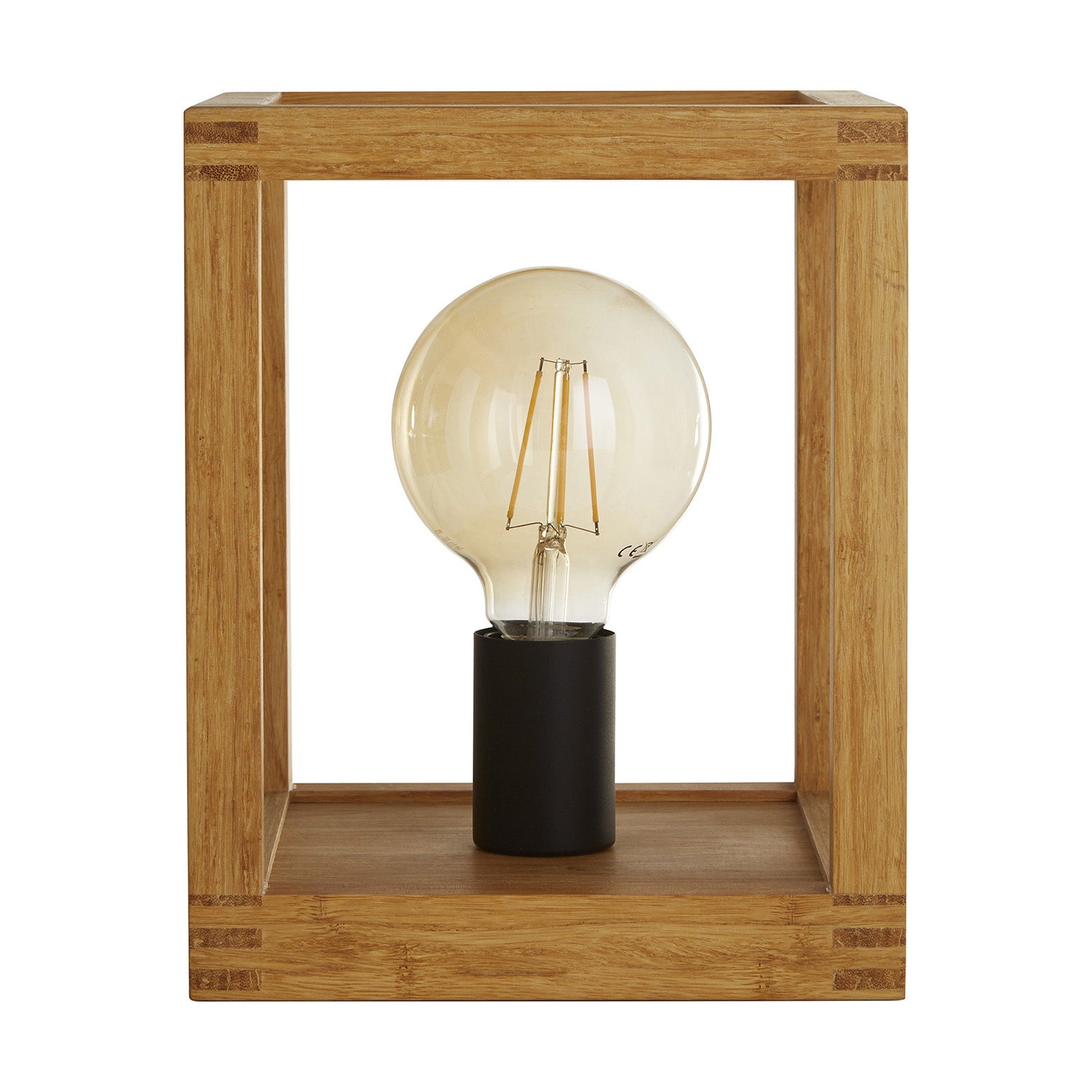 Abatjour Industrial-Nordico Square Legno Marrone Nero 1 Luce E27