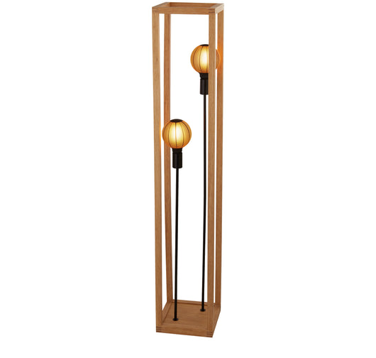 Piantana Industrial-Nordico Square Legno Marrone Nero 2 Luci E27