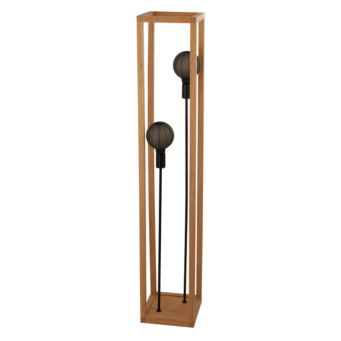 Piantana Industrial-Nordico Square Legno Marrone Nero 2 Luci E27