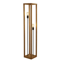 Piantana Industrial-Nordico Square Legno Marrone Nero 2 Luci E27