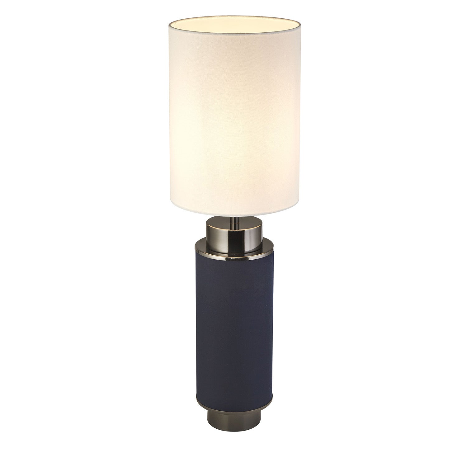 Lampada Scrivania Contemporanea Flask Acciaio Blu Tessuto Bianco 1 Luce E27