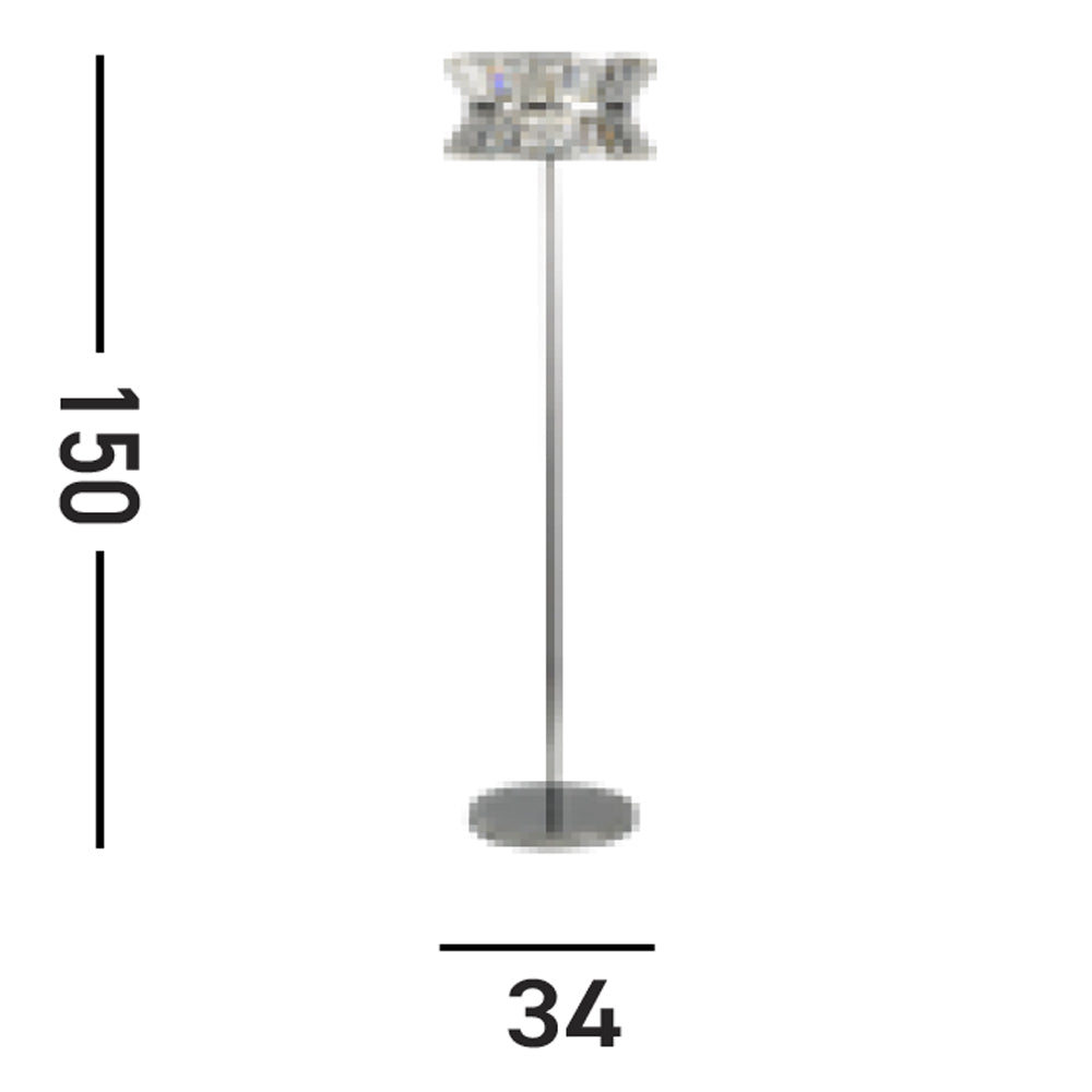 Piantana Quartieri Alti Acciaio Cromo Cristallo Trasparente 3 Luci G9