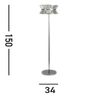 Piantana Quartieri Alti Acciaio Cromo Cristallo Trasparente 3 Luci G9