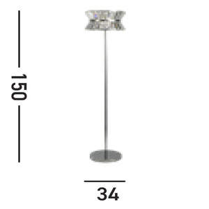 Piantana Quartieri Alti Acciaio Cromo Cristallo Trasparente 3 Luci G9