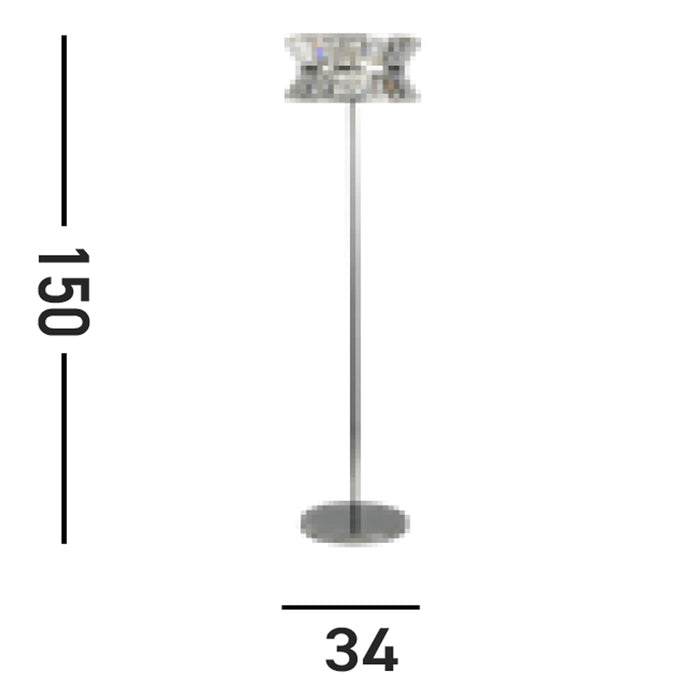 Piantana Quartieri Alti Acciaio Cromo Cristallo Trasparente 3 Luci G9