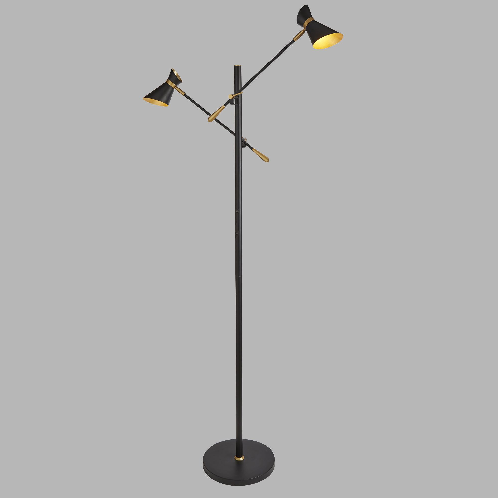 Piantana Industrial-Nordico Easel Acciaio Nero Oro Led 4W 3000K