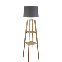 Piantana Contemporaneo Shelf Legno Marrone Tessuto Grigio 1 Luce E27