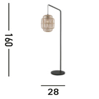 Piantana Contemporaneo Giava Acciaio Nero Legno Marrone 1 Luce E27