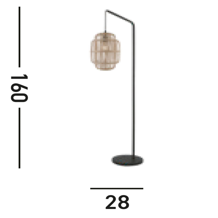Piantana Contemporaneo Giava Acciaio Nero Legno Marrone 1 Luce E27