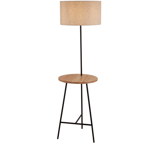 Piantana Contemporaneo Washington Acciaio Nero Tessuto Marrone 1 Luce E27