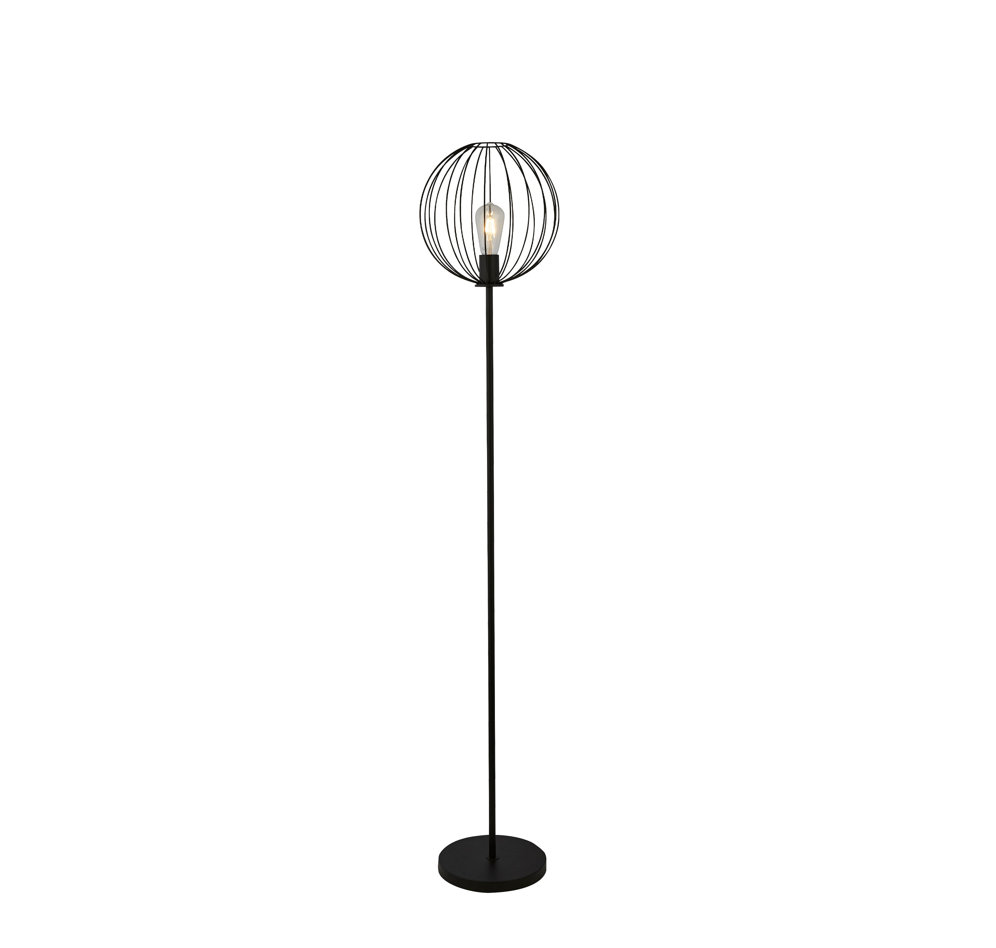 Piantana Industrial-Nordico Rondo Acciaio Nero 1 Luce E27