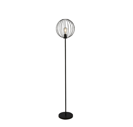 Piantana Industrial-Nordico Rondo Acciaio Nero 1 Luce E27