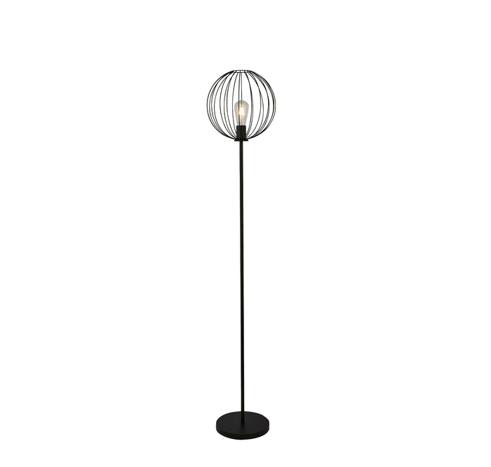 Piantana Industrial-Nordico Rondo Acciaio Nero 1 Luce E27