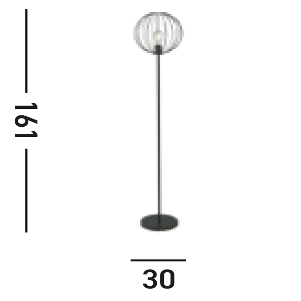 Piantana Industrial-Nordico Rondo Acciaio Nero 1 Luce E27