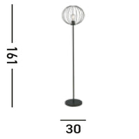 Piantana Industrial-Nordico Rondo Acciaio Nero 1 Luce E27
