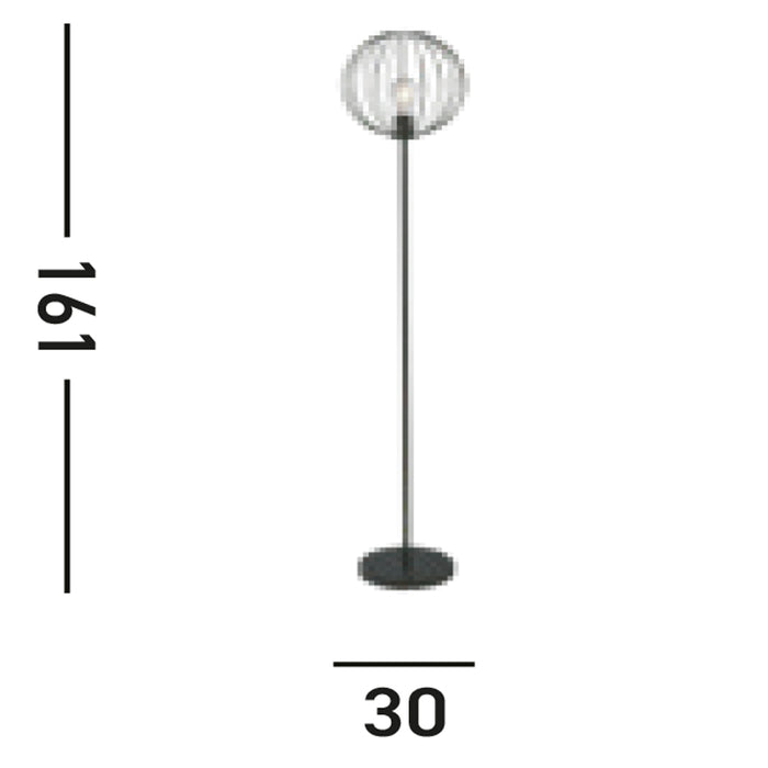 Piantana Industrial-Nordico Rondo Acciaio Nero 1 Luce E27