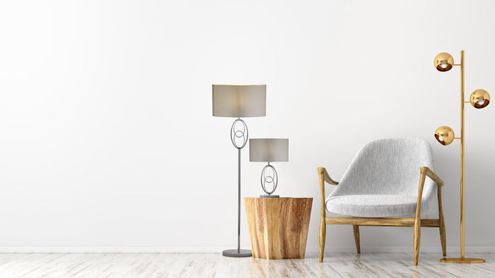 Piantana Contemporaneo Loopy Floor Acciaio Cromo Policarbonato Argento E27