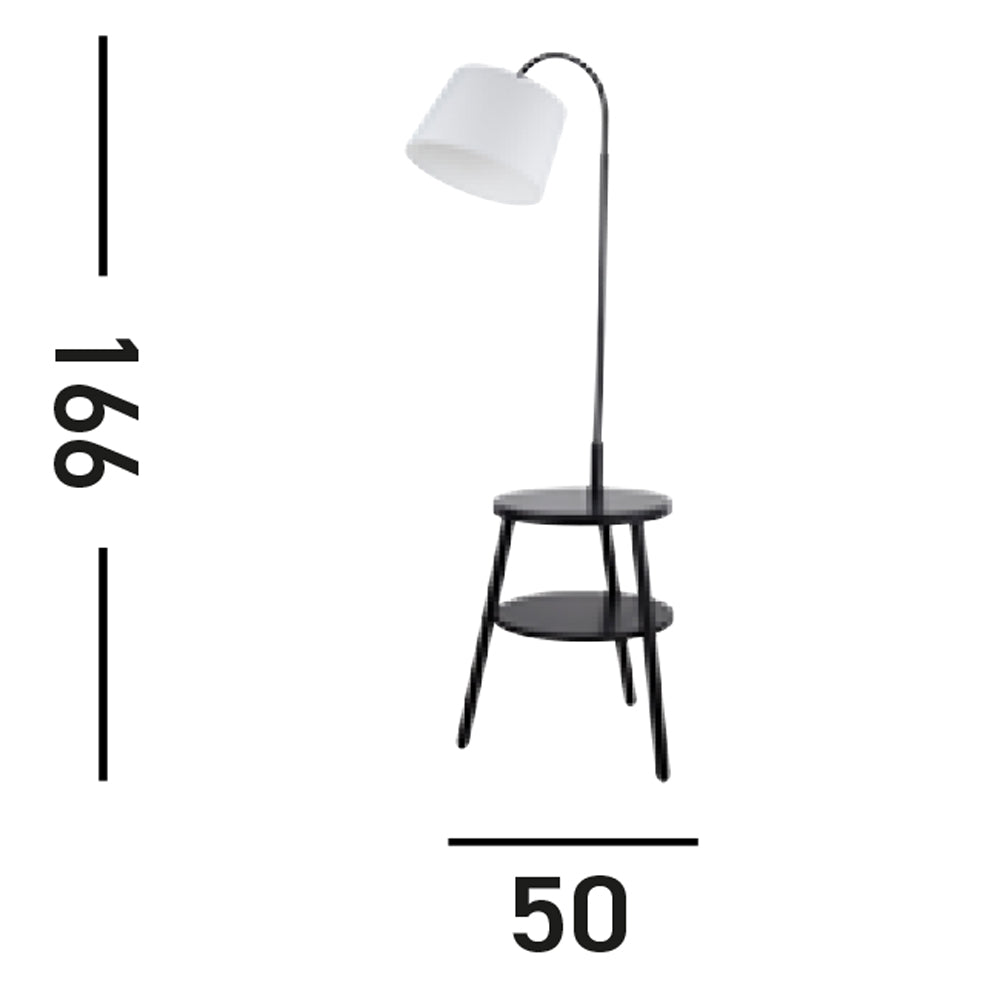 Piantana Contemporaneo Cresta Acciaio Bianco Legno Nero 1 Luce E27