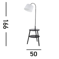 Piantana Contemporaneo Cresta Acciaio Bianco Legno Nero 1 Luce E27